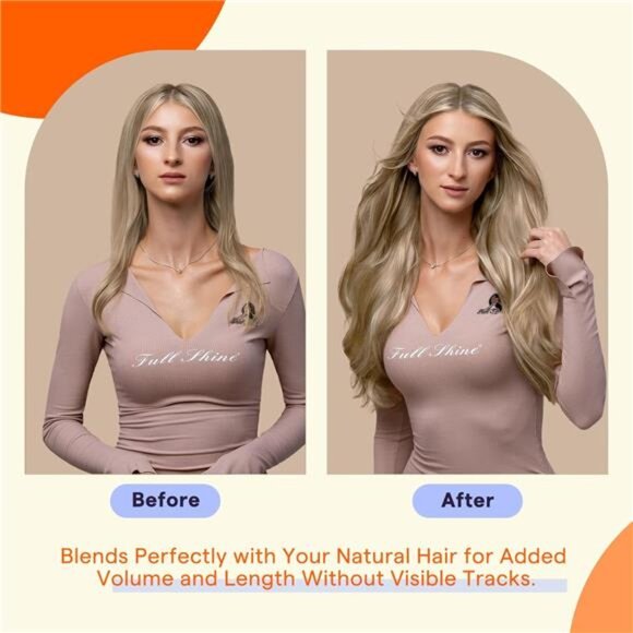 Full Shine Tape in Hair Extensions Human Hair 18 Inch Color 16 Highlight 22 main image 5
